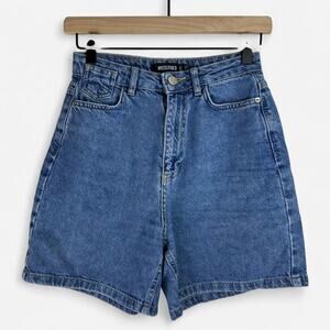 Missguided denim shorts high rise classic blue